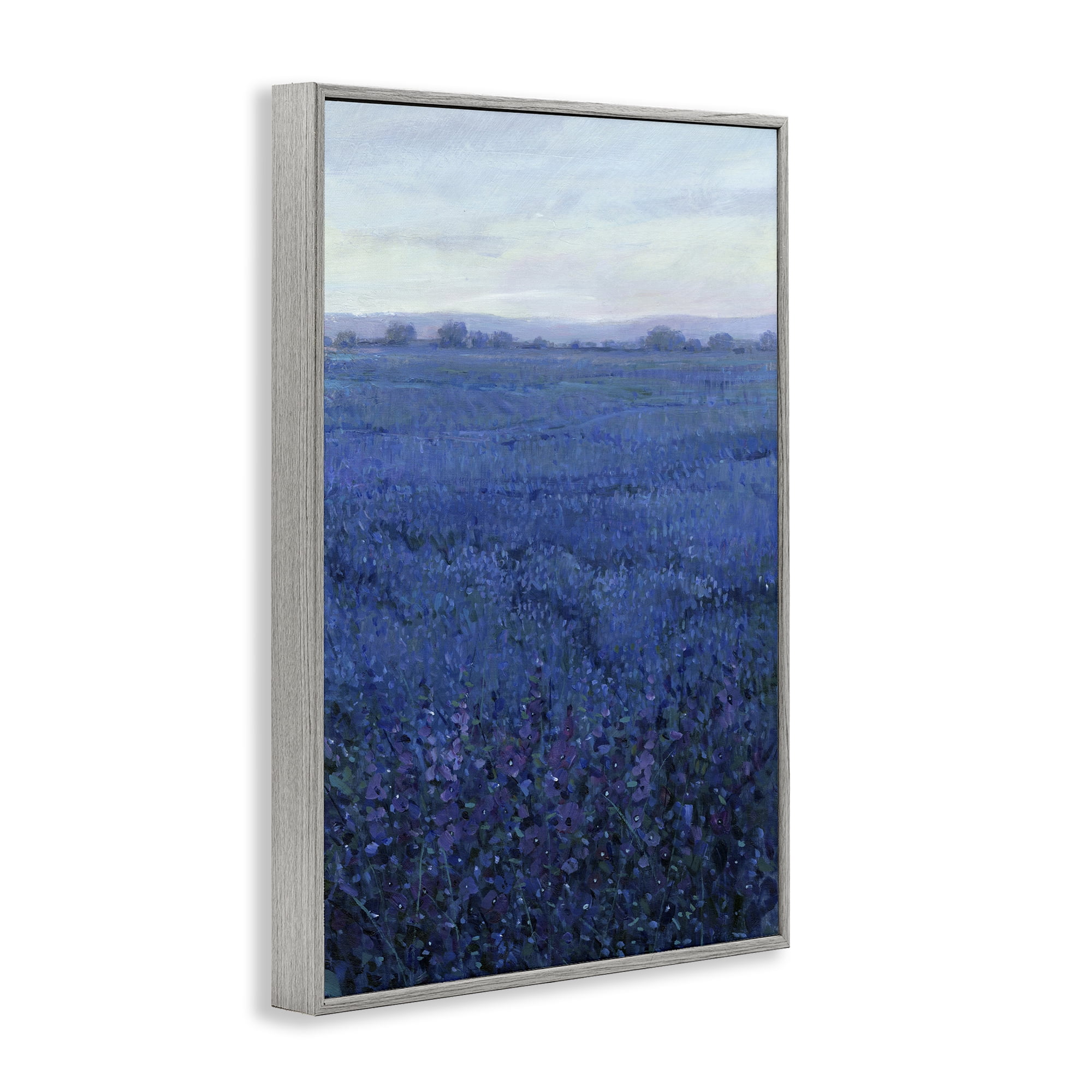 Stupell Industries Vast Blue Fields View Landscape Painting Gray Framed Art Print Wall Art, 16 x 24
