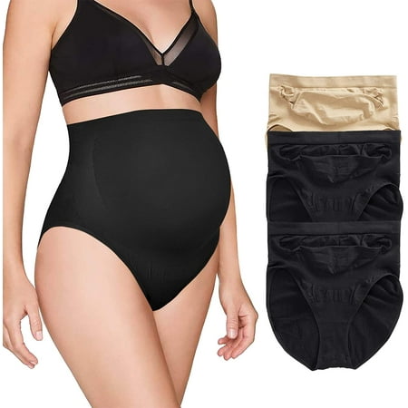 

Junlan Women’s Seamless Maternity Panties High Waisted Pregnancy Underwear Belly Support Briefs Over Bump 3 Pack