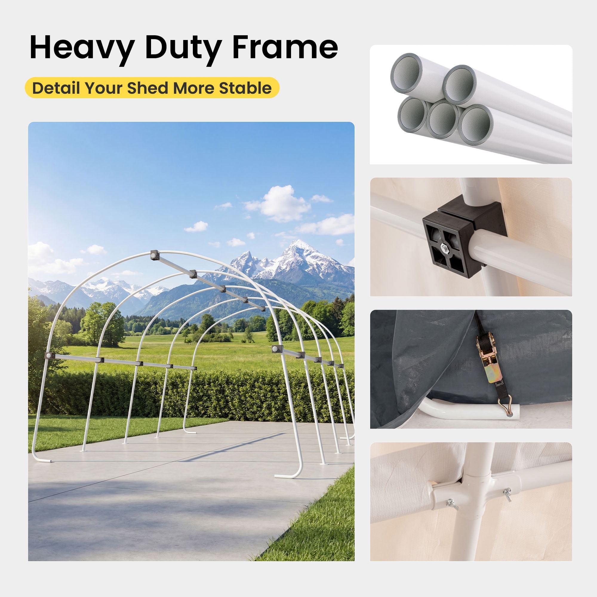 MOALCOFER 10'x20' Carport,Heavy Duty Car Canopy with Steel Frame,Portable Garage with Weatherproof Cover