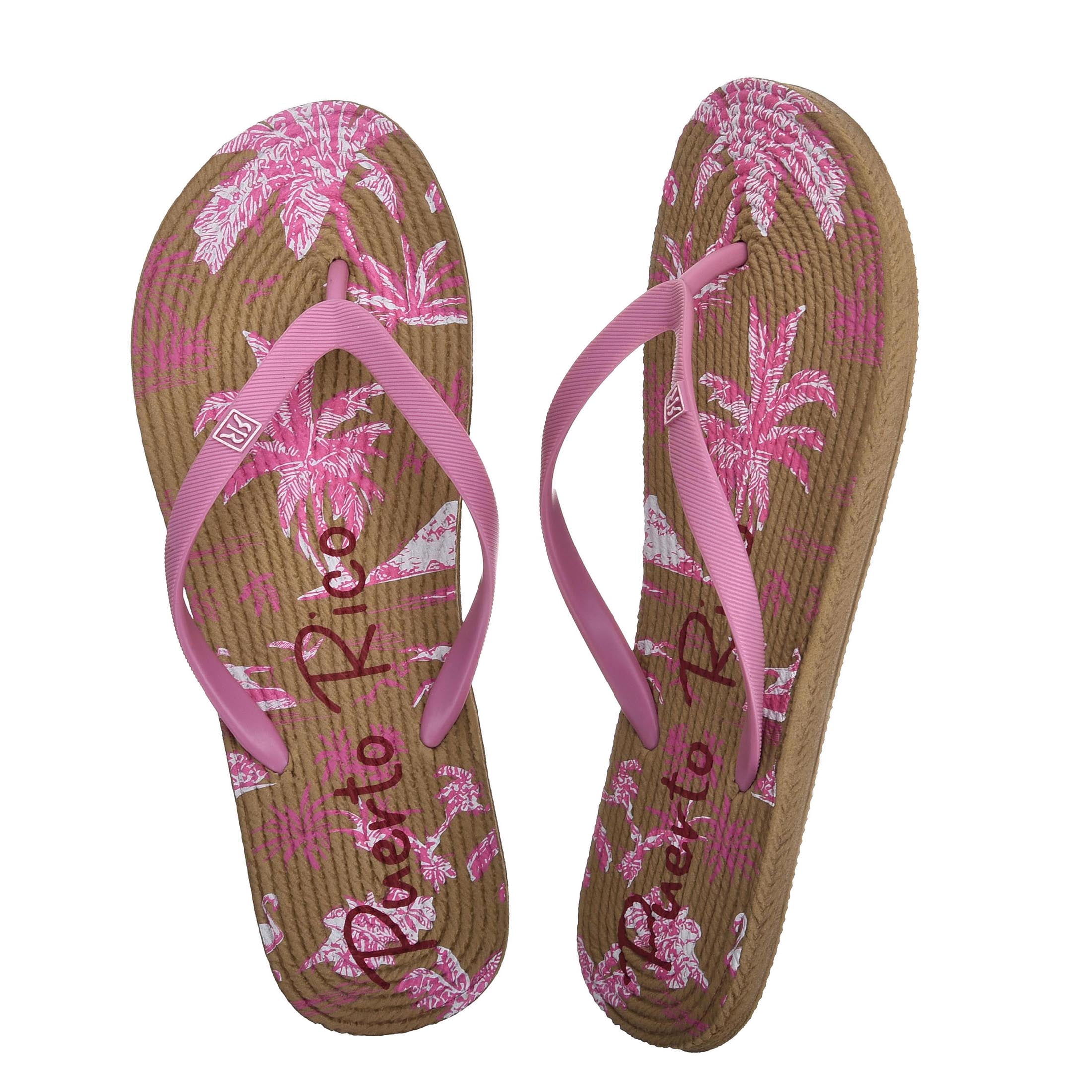 Robin Ruth Womens Flip Flop Pink, Designed with Typical Puerto Rico Stamps, Rubber Outsole, Vibrant Colors and Designs