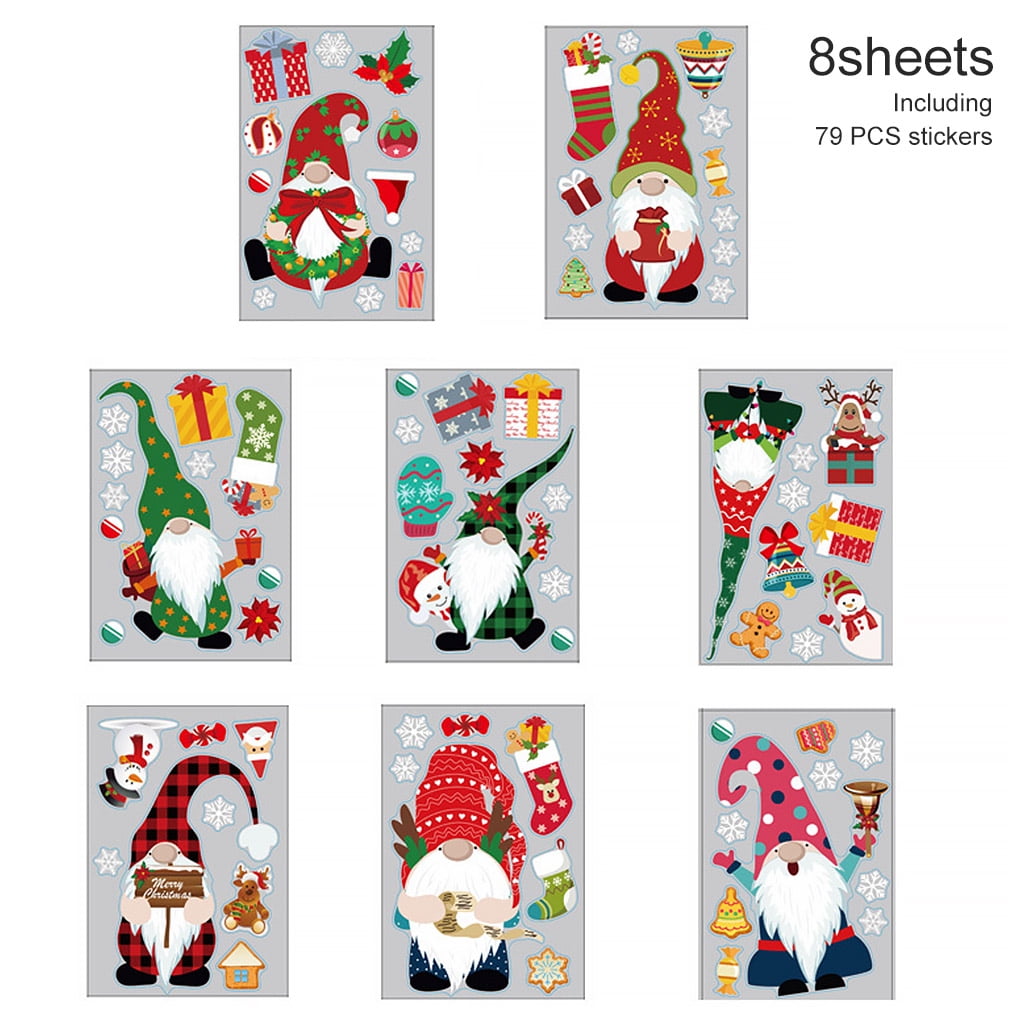 Santa Sticker Snowflakes Christmas Window Clings Decal Window Stickers Novelty 