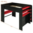 thumbnail image 3 of Full Size Gaming Loft Bed with Height-Adjustable Desk, Wooden Loft Bed Frame with RGB Light, Charging Station and Wardrobe, Space Saving Design, Red, 3 of 9