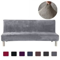 CJC Armless Plush Sofa Bed Cover - Stretch Velvet Sofa Bed Slipcover - Thicker Folding Futon Sofa Cover Protector, Gray