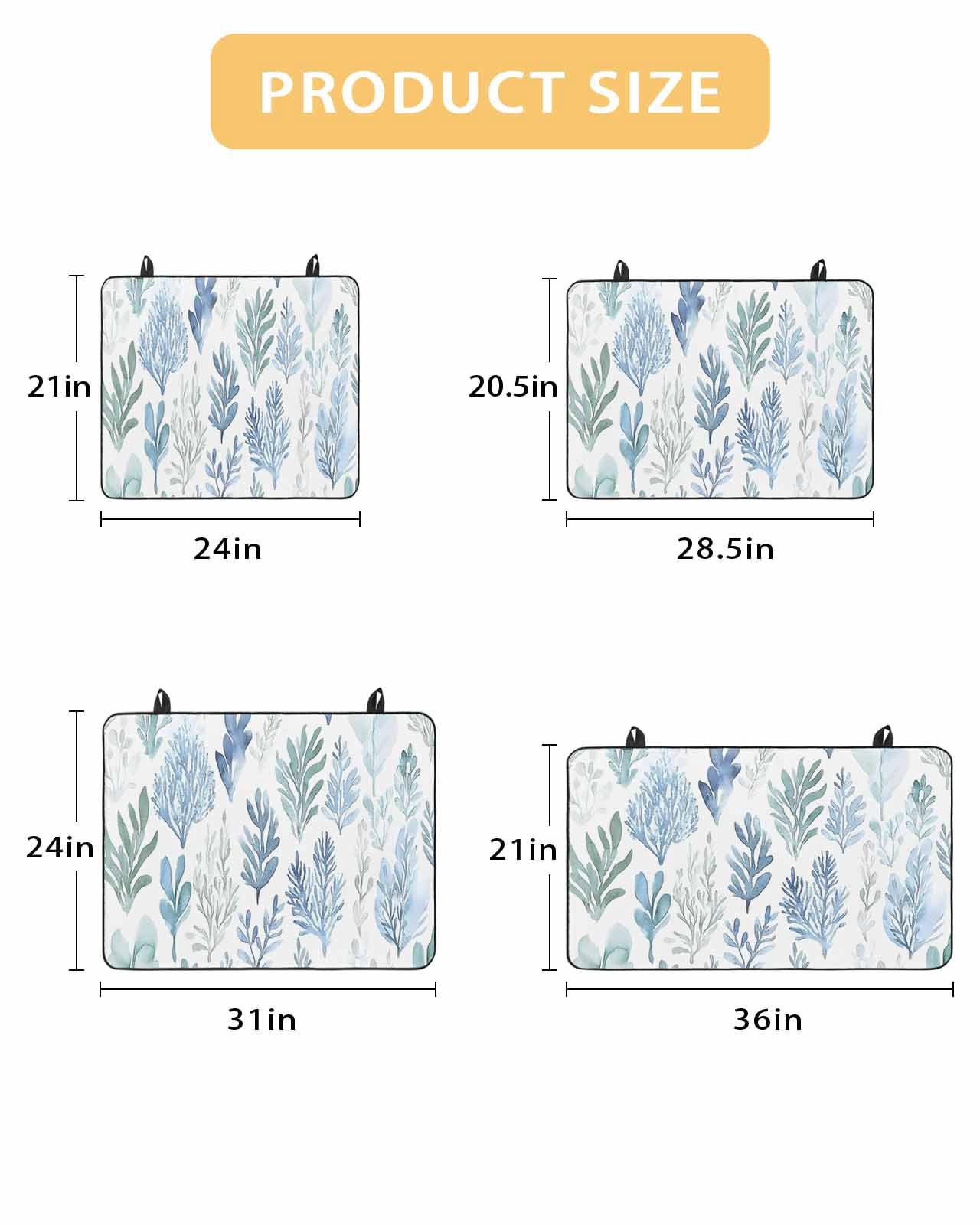 nqOlkjepod Large Induction Cooktop Protector Mat 36"x21", Blue Green Botanical Stove Top Covers for Electric Stove, Retro Summer Watercolor Leaf Plant Stove Burner Cover Mats, Glass Top Stove Cover