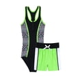thumbnail image 2 of Alvivi Girls 2Pcs Swimwear One-piece Racer Back Jumpsuit Top Boyshorts Swimsuit Set 4-16, 2 of 7