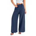 thumbnail image 2 of Endives Linen Pants Women Solid Color Spring Summer Loose High Waist Straight Leg Pant Casual Pants Wide Leg Pants For Women, 2 of 7