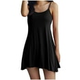 thumbnail image 2 of Simua Women's Loose Summer Nightgowm Solid Color Sleeveless Sleepshirts Spaghetti Strap with Chest Paded Ruffled Soft Modal Mini Sundress, 2 of 6