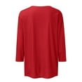 thumbnail image 3 of NAMTYQX Womens Plus Size Tops Crew Neck Trending Floral 3/4 Sleeve Loose Cool Red Size XL, 3 of 4