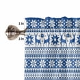 thumbnail image 5 of Christmas Elk Kitchen Curtains and Valances Set, Snowflakes Blue Retro Texture Rod Pocket Window Valance 18 Inch Window Curtain Panels for Living Room Bedroom Laundry, 27.5x24in, 3 Pieces, 5 of 7