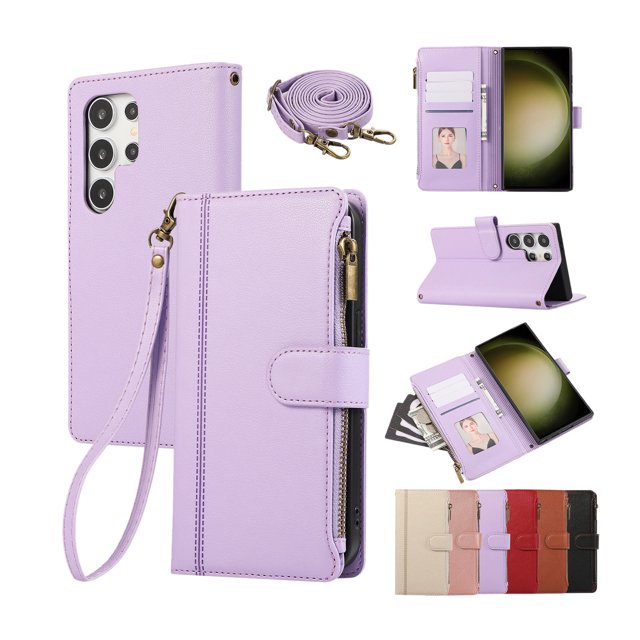 GUANGHONG For Galaxy S24 Wallet avec Card Slots For Galaxy S24 Fashion PU Leather Flip Zipper Style Phone Cover For Galaxy S24
