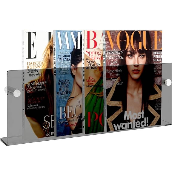Acrylic Magazine Holder Rack, Wall Mount Hanging Bookshelf, Floating Brochure Display Organizer for Home, Office, Reception