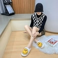thumbnail image 5 of YAZI smiley face slippers for women indoor and outdoor menfluffy cute, 5 of 14