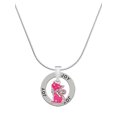 thumbnail image 1 of Delight Jewelry Silvertone Hot Pink Glitter Cat Joy Ring Charm Necklace, 18", 1 of 4