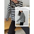 thumbnail image 5 of Xuanfei Women Striped Crew Neck Long Sleeve Knitwear Vintage Pullover Sweater, 5 of 7
