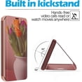 thumbnail image 2 of Galaxy S23 Plus Case Mirror Design Clear View Flip Bookstyle Ultra Slim Kickstand Shockproof Protective Cover for Galaxy S23 Plus PU Mirror:Rose Gold QH, 2 of 5
