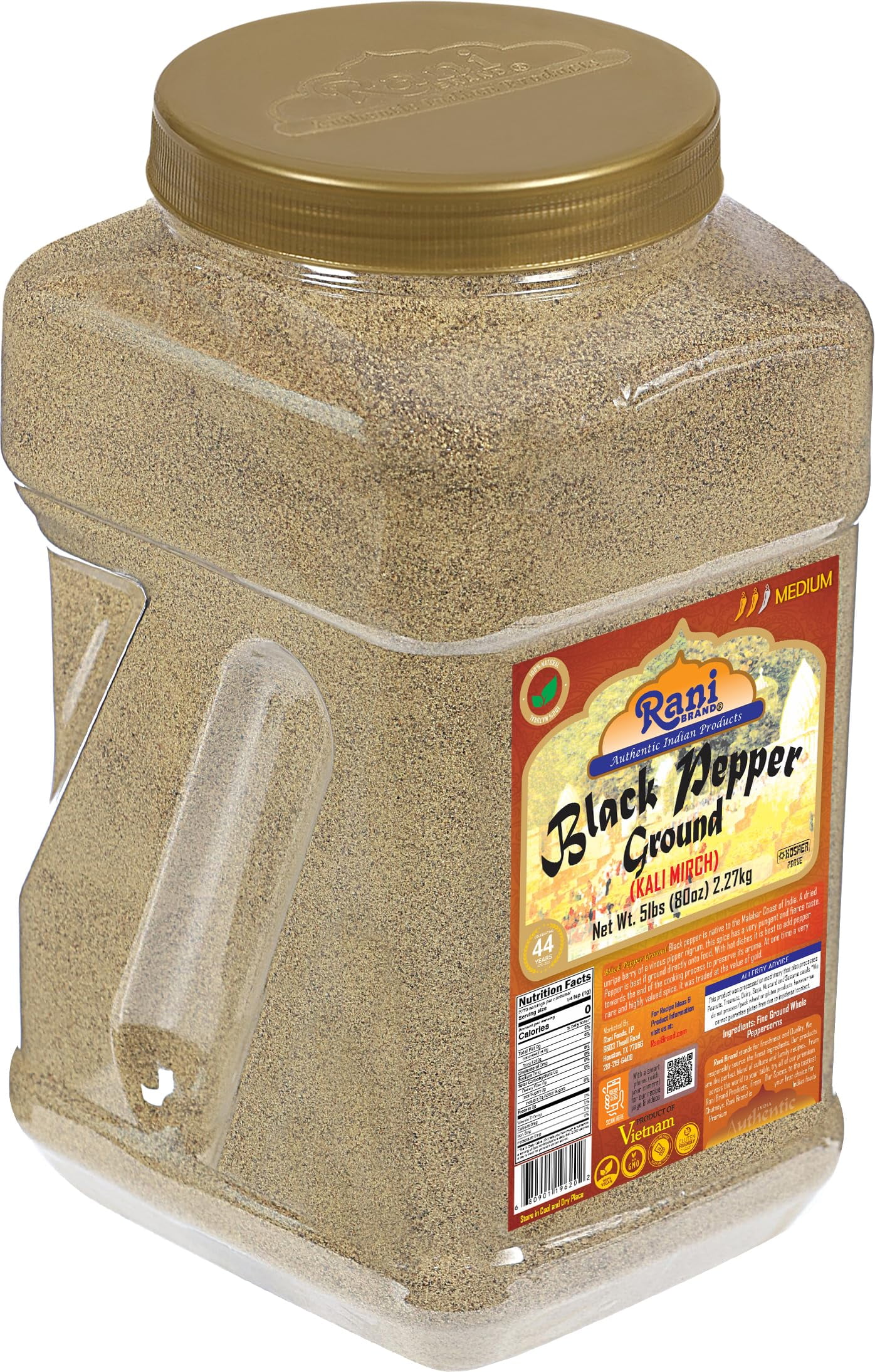 Rani Black Pepper Fine Powder 80 Mesh, 80oz (5lbs) 2.27kg Bulk PET Jar ~ All Natural | Vegan | Gluten Friendly | NON-GMO | Kosher