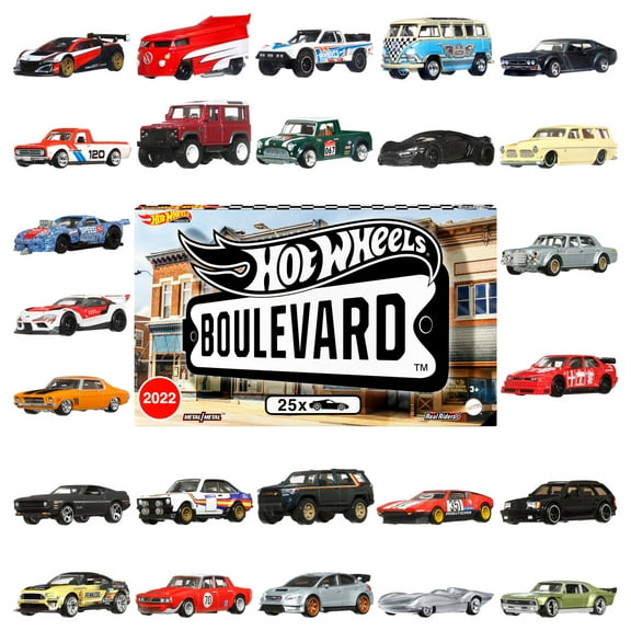 Hot Wheels Boulevard 25-Car Factory Set, 1:64 Scale Car & Truck Play Vehicles (Walmart Exclusive)