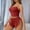 Red, variant on Ynynloco Women Ribbed 2 Piece Pajama Set Ruffle Trim Cami Top and Shorts Sleepwear Set Loungewear