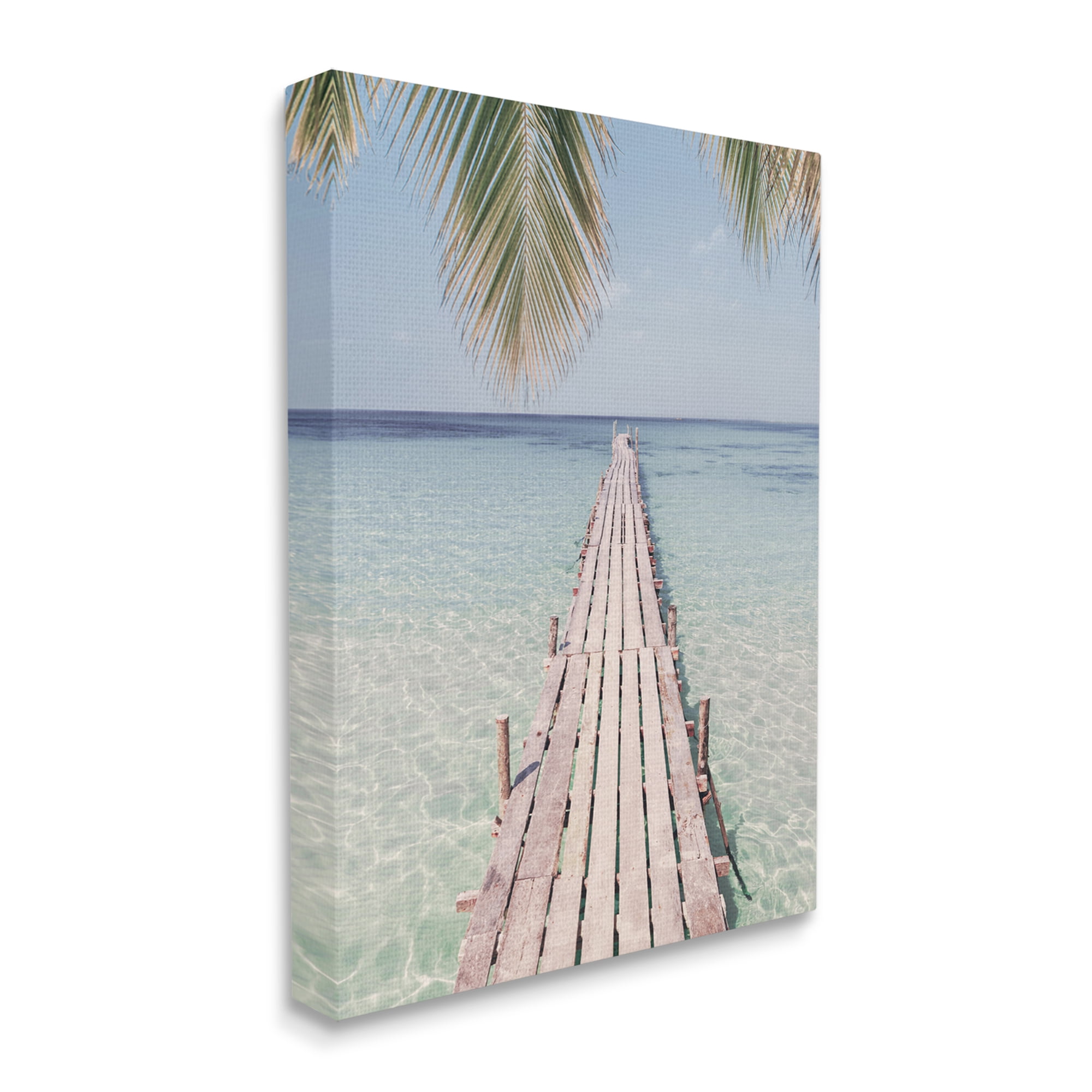 Stupell Industries Tropical Dock on Beach Nature Photography Gallery Wrapped Canvas Print Wall Art, 30 x 40
