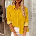 thumbnail image 2 of Business Casual Tops for Women, Yigetop Women's Casual Collared office Work Shirt Long Sleeve Button-Down Dress Blouses Work Tops Striped Button Down Shirt Women Yellow 2XL, 2 of 4