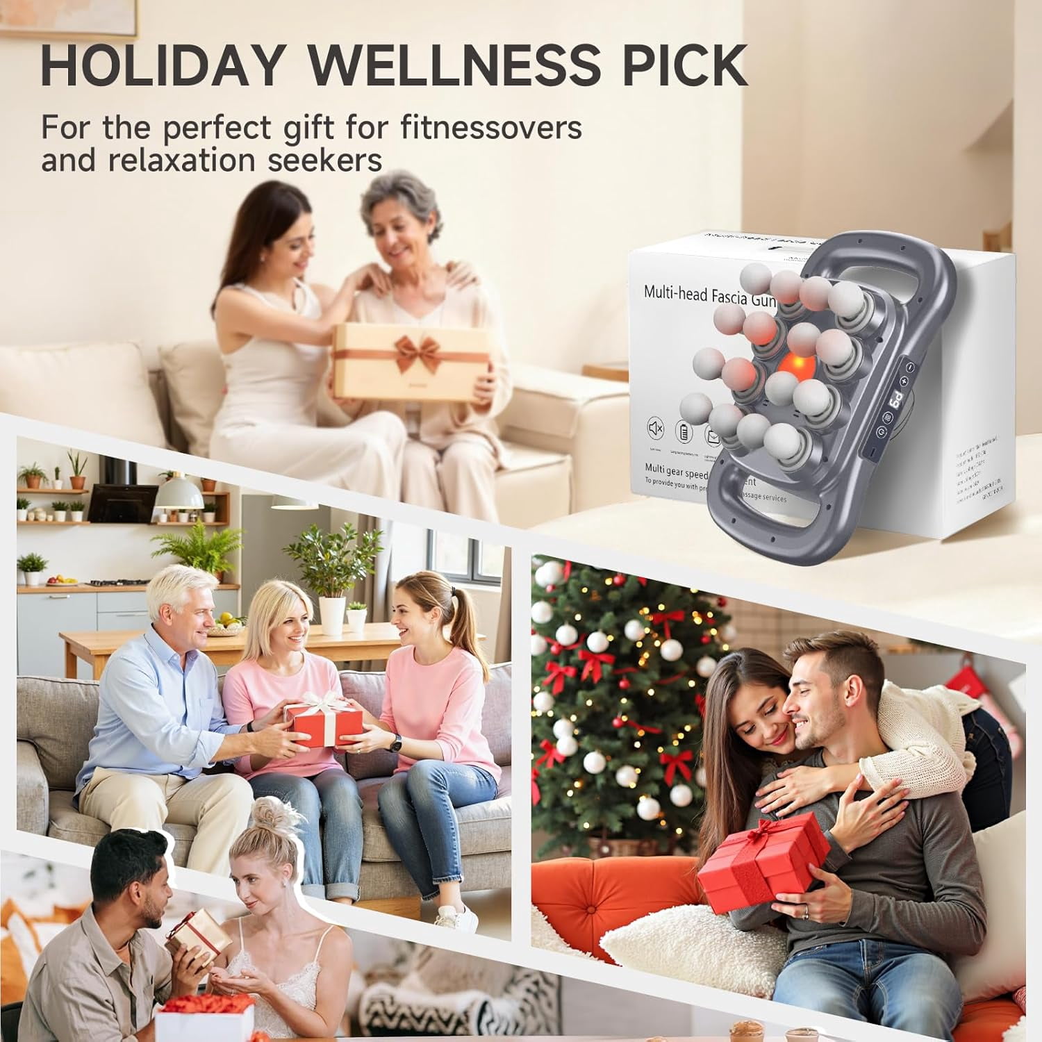 16-Head Deep Tissue Massage Gun with 9 Modes & Quiet Motor for Muscle Pain Relief