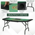 thumbnail image 6 of Soozier 72" Foldable 7-Player Poker Blackjack Table with Chip & Cup Holder, Green Felt, 6 of 9