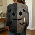 thumbnail image 7 of Womens Halloween Shirts Funny 3/4 Sleeve Tops Spooky Pumpkin Face Bat Printed Pullover Horror Crew Neck T Shirts Holiday Three Quarter Length Blouses, XL, 7 of 7
