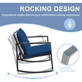 thumbnail image 4 of 3-Piece Outdoor Wicker Patio Furniture Set, All-Weather Rattan Conversation Bistro Set with Blue Cushions & Glass-Top Side Table, for Patio, Backyard, Balcony, Porch, 4 of 5