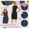 thumbnail image 3 of Women's Denim Dress Sleeveless Stretchy Crewneck Vintage Button Down Jean Dresses with Patch Pocket, 3 of 5