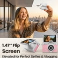 thumbnail image 4 of Mini Keychain Digital Camera, HD, 1.47" Flip LCD, Flash, 16GB Card, Retro, Travel, Kids, Adult Beginners Travel, Birthday Gift, Pink, 4 of 10
