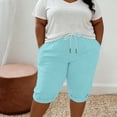 thumbnail image 3 of Juesizh Bermuda Shorts for Women Plus Size Drawstring Waist Shorts Casual Athletic Solid Color Workout Shorts with Pockets, L-5XL, 3 of 8
