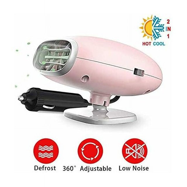 Calentador de coche, 12 V, 150 W, 2 en 1, calentamiento rápido con función de calefacción y refrigeración, descongelador, encendedor de cigarrillos enchufable, base giratoria de 360 grados