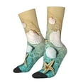 thumbnail image 2 of Uemuo Starfish And Seashell Pattern Women's Crew Socks, Soft Durable Breathable Moisture-Wicking with Odor Control Cotton socks, 2 of 9