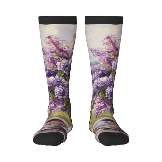Balery Lilacs Teapot Scenic Painting Calcetines novedosos Calcetines deportivos Calcetines hasta la rodilla Calcetines de algodón Calcetines originales y geniales