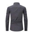 thumbnail image 2 of Dagegui Mens Cotton Linen Henley Shirts Long Sleeve Collared Button Down Shirt Pullover Summer Beach T-Shirts with Chest Pocket Gray S, 2 of 3