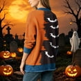 thumbnail image 4 of Enjoytime Women's Cardigans Halloween Print Denim Patchwork Long Sleeve Jacket Button Down Oversized Fall Winter Outerwear, 4 of 6