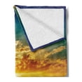 thumbnail image 2 of Ocean Soft Flannel Fleece Throw Blanket, Sunset Clouds Exotic Seaside with Sun Rays Evening View Picture Print Art, Cozy Plush for Indoor and Outdoor Use, 60" x 80", Multicolor, by Ambesonne, 2 of 5