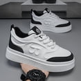 thumbnail image 2 of Men'S White Breathable Height-Increasing Platform Sneakers | Slip-Resistant Durable Lightweight Running Shoes, Student Campus Daily Outfit, Upper， Autumn New Fashion Versatile Sports Casual Shoes, 2 of 5
