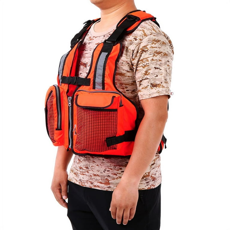 Adult Adjustable Life Jacket Multi Pockets Life Jacket Vest Buoyancy Safe  Sailing Reflective Life Saver Tank Top Watersport Vest