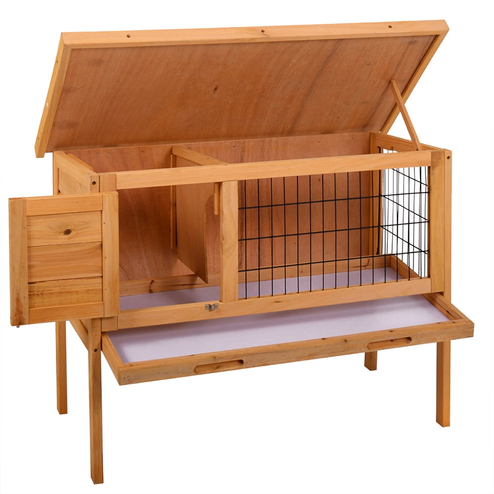 Lowestbest 36" Wooden Rabbit Bunny Pet Cage, Wooden Chicken Coop with Nesting Box, Wood Color Lowestbest 36" Wooden Rabbit Bunny Pet Cage, Wooden Chicken Coop with Nesting Box, Wood Color
