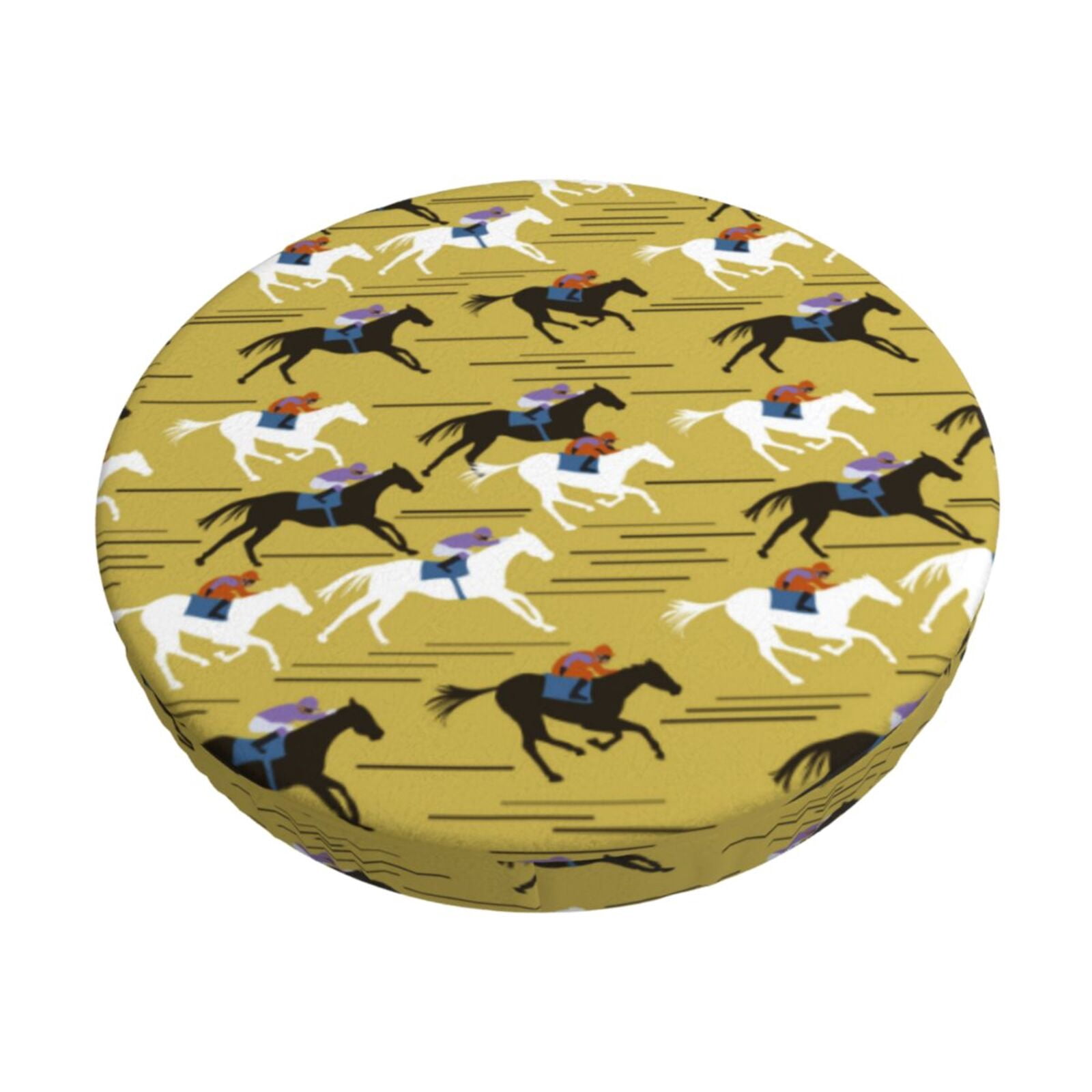 Easygdp Horsemen In Horseraces Print Easy To Install Bar Stool Covers&Stool Covers Round&Elastic Stool Cover, Barstool Covers,Washable&Bottom With Elastic Edge-13 inch