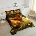 thumbnail image 4 of Chicken Queen Size Quilt Vintage Rooster Bedding Set Rural Scenery Style Comforter Set Teens Farmhouse Animlas Duvet Insert, 4 of 6