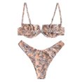 thumbnail image 3 of BONIXOOM Womens Swimsuits Wire-Free No Closure Printed Bikinis Bikini Summer Swimwears on Clearance Pink Size 6, 3 of 9
