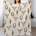 thumbnail image 5 of Western Bull Skull Blanket Bohemian Brown Cactus Longhorn Cow Skull Country Farmhouse Soft Cozy Lightweight Throw Blanket for Boys Men Bedroom Living Room Dorm Chair Sofa Travel40x50in, 5 of 5