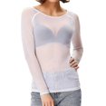 thumbnail image 1 of Base Layer Shirt Women See-through Long Sleeve Seamless Arm Shaper Top Mesh Shirt Blouse, 1 of 3