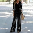thumbnail image 2 of ZToonmas Women's 2 Piece Outfits Solid Crew Neck Long Sleeve Top and Wide Leg Pants Set Casual Loose Tracksuits, 2 of 9