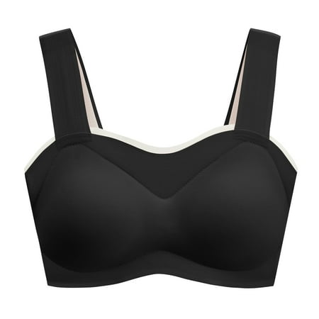 CAICJ98 Lingerie for Women Plus Size Underwear Breathable Sports Wearing Women Vest Pad Top Sexy Bra Chest M Black