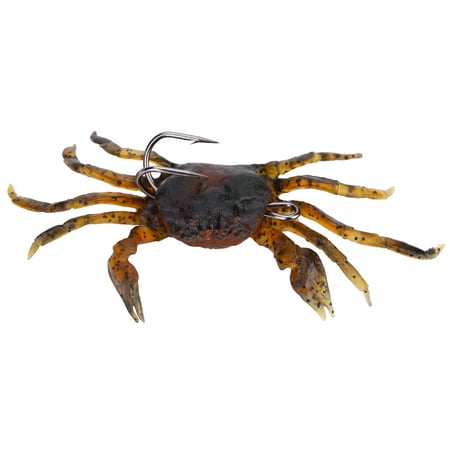 Artificial Soft Crab Lure 3D Simulation Soft Fish Bait with Hook for Winter Fishing (Brown)