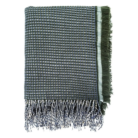 Waffle Knit Blanket Fennco Style Classic Waffle Weave Knit Throw Blanket with Fringe 52 x 67 Inch - Jasper Green ()