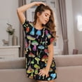 thumbnail image 3 of Picia Bright Mushrooms Pattern Women’s Nightdress – Casual Short-sleeved Loose-Fit Sleepwear, Soft Cotton Short-Sleeve Sleep Shirt for Relaxation & Comfort, 3 of 6